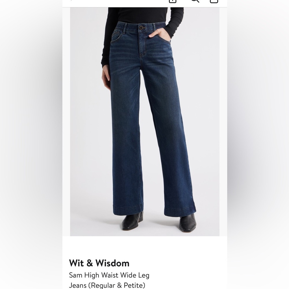 Wit & Wisdom High Waist Wide Leg Jeans - Dark Blue
